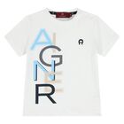 Younger Boys White Logo T-Shirt, 1, hi-res