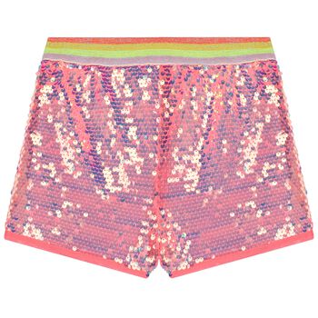 Girls Pink Sequins Shorts