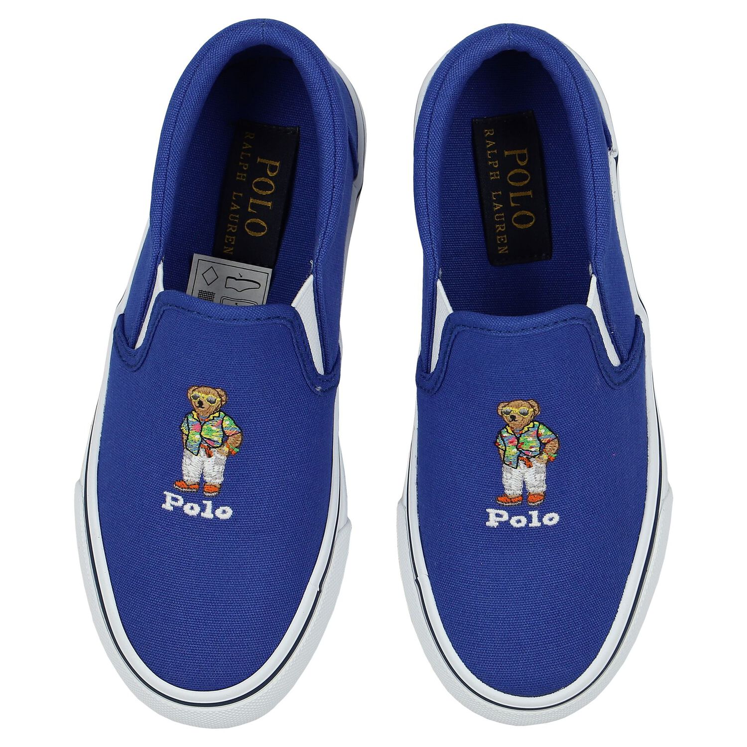 Boys Blue Polo Bear Slip-On Trainers, 1, hi-res image number null