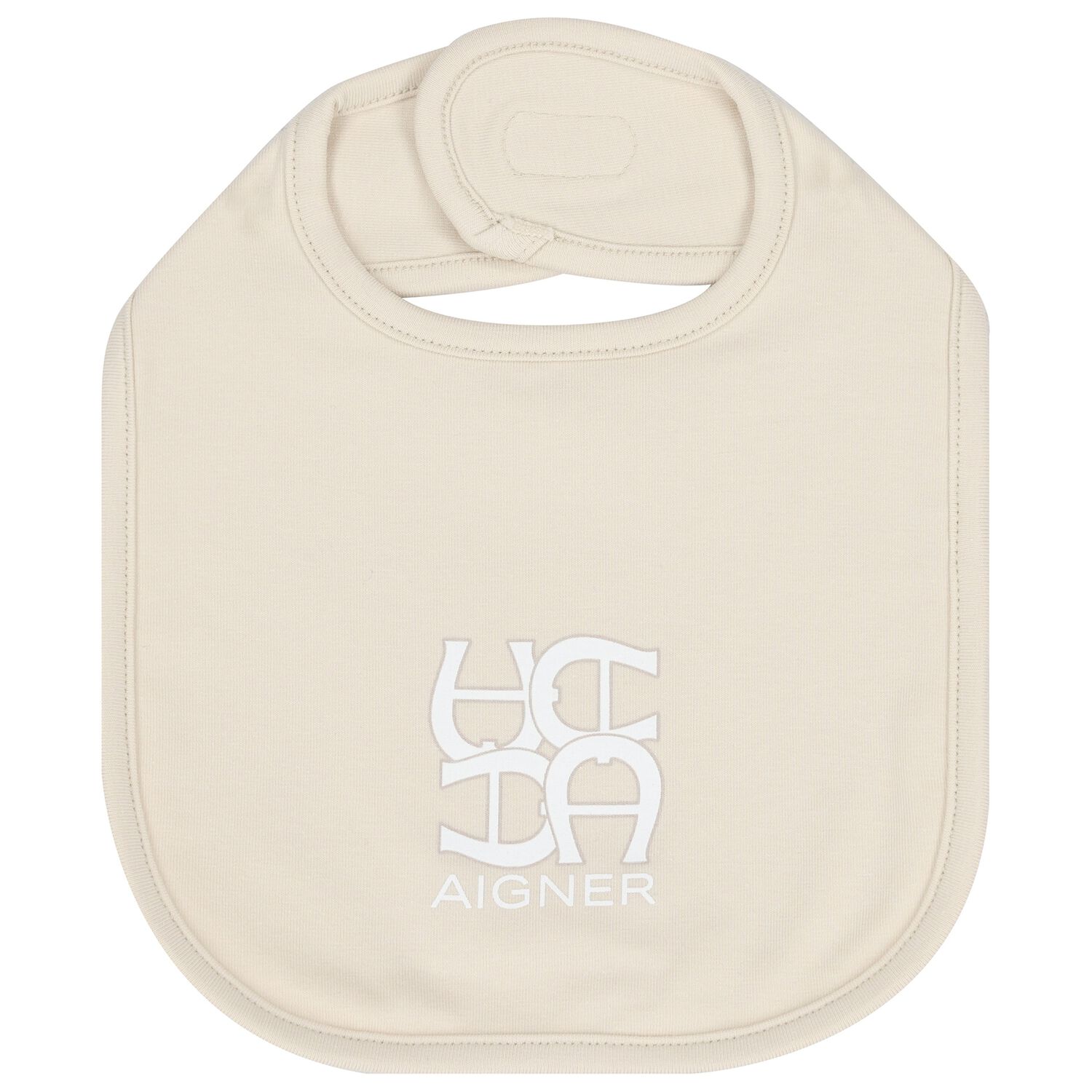 Beige Logo Baby Bib, 1, hi-res