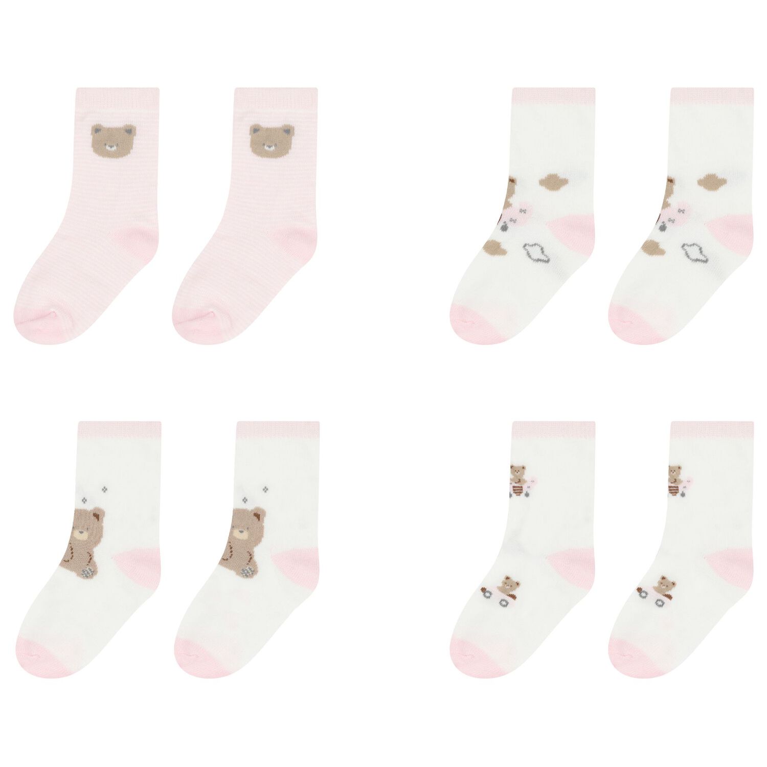 Baby Girls Pink & White Socks ( 4-Pack ), 4, hi-res