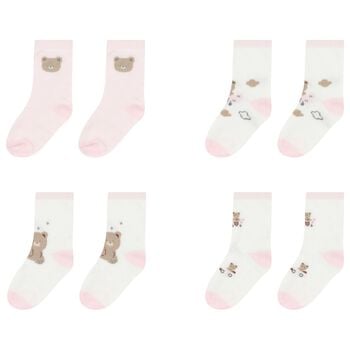 Baby Girls Pink & White Socks ( 4-Pack )