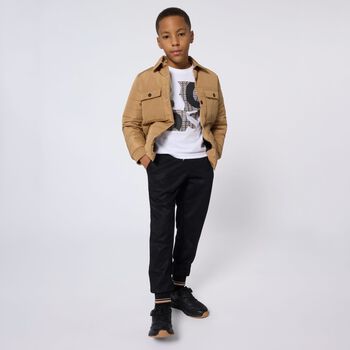 Boys White Logo Long Sleeve Top
