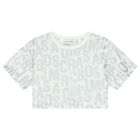 Girls Ivory & Silver Logo T-Shirt, 1, hi-res