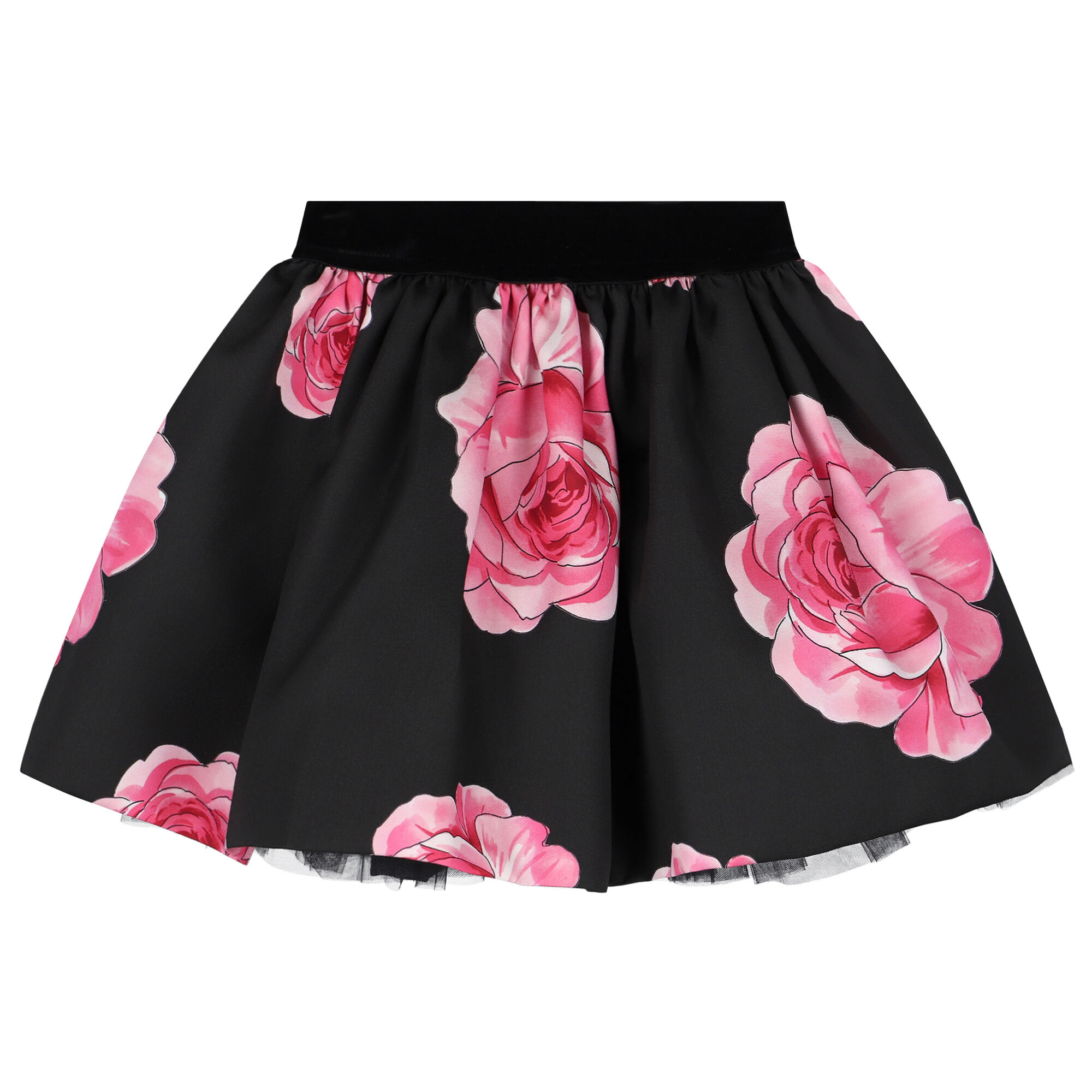 Monnalisa Girls Black Pink Roses Skirt Junior Couture UAE