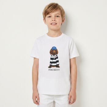 Boys White Dog Logo T-Shirt 