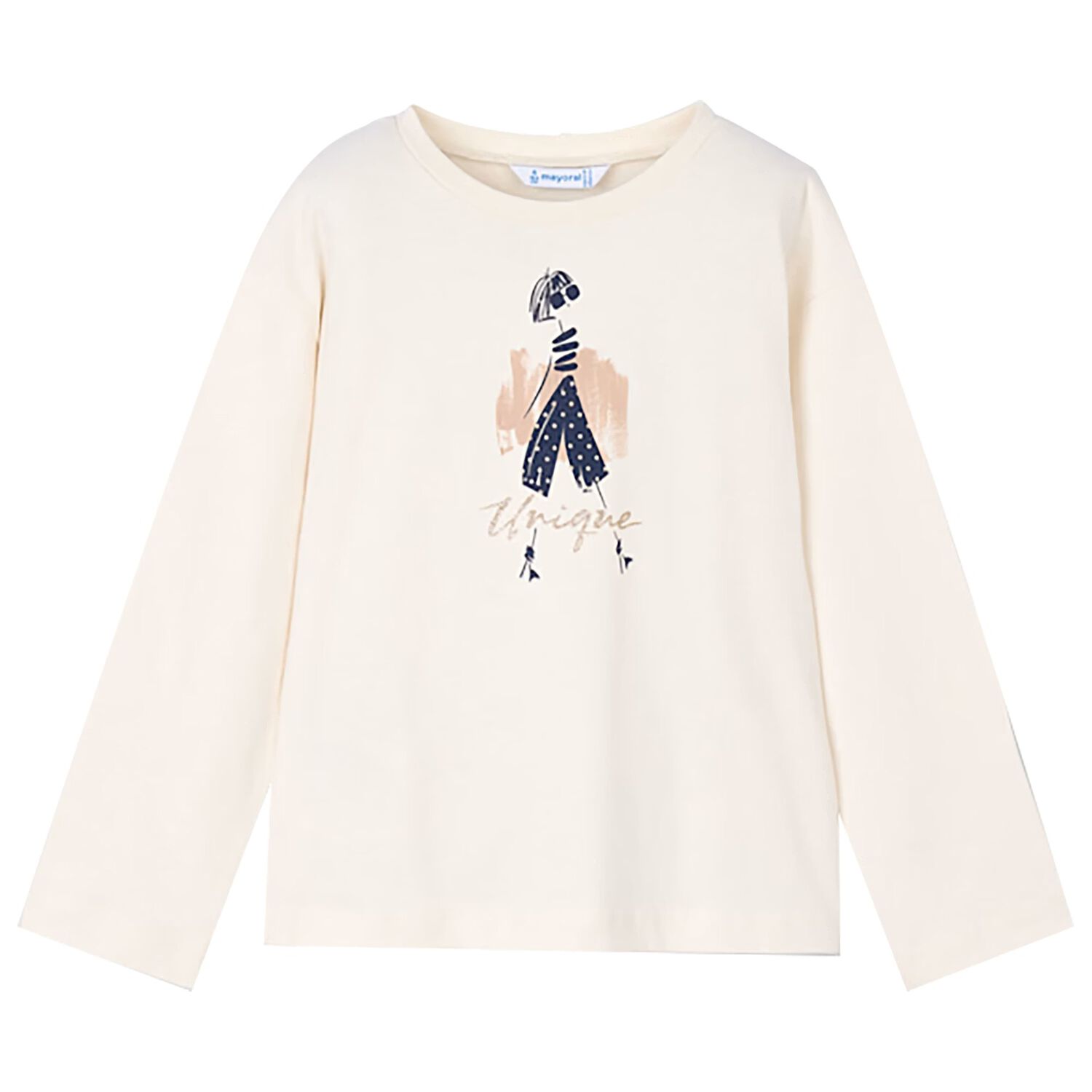 Girls Ivory Long Sleeve Top, 1, hi-res image number null