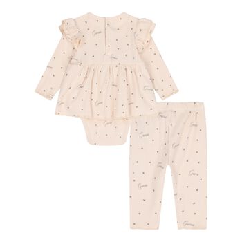 Baby Girls Beige Heart Bodysuit Gift Set