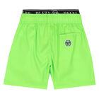 Boys Neon Green Logo Swim Shorts, 2, hi-res