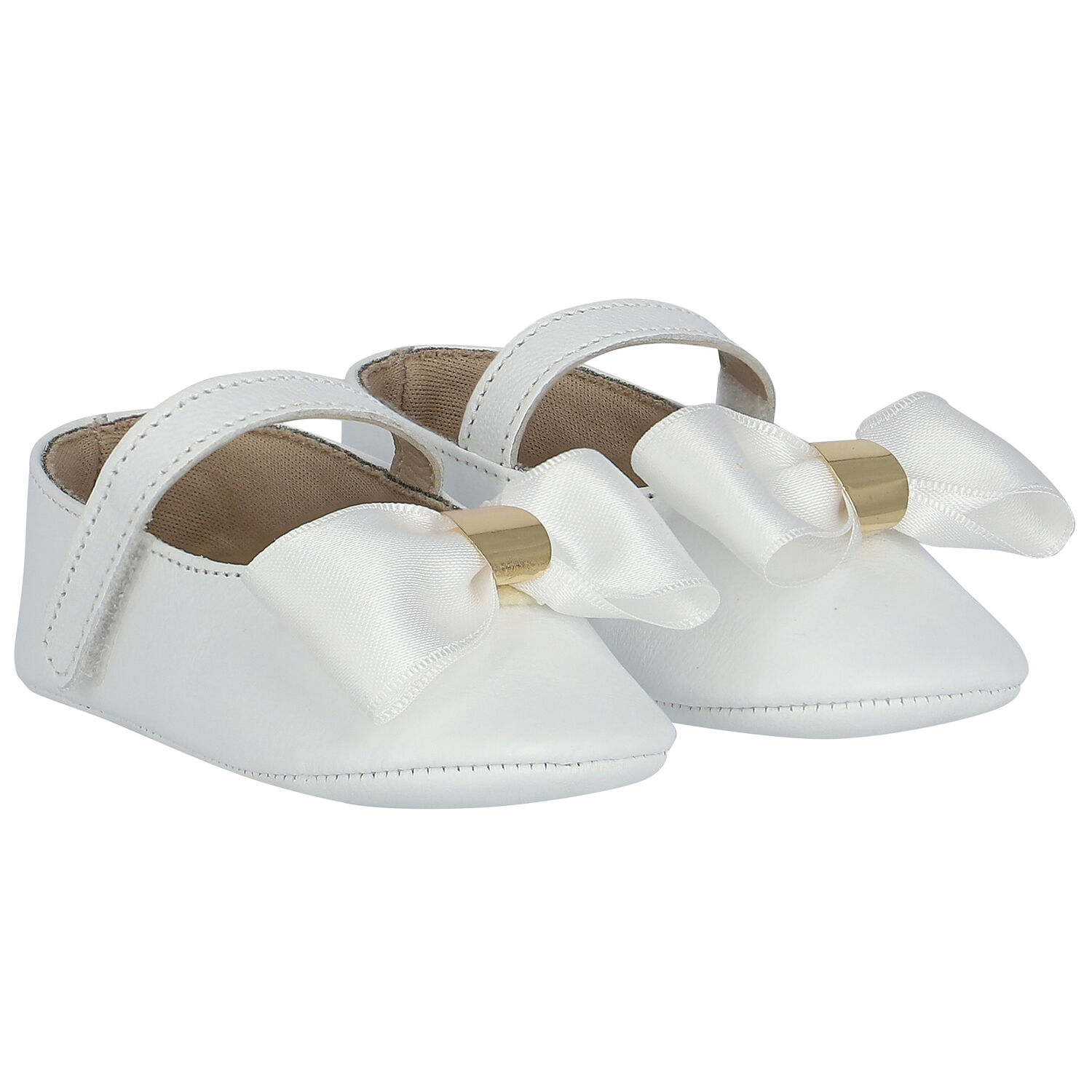 Baby Girls White Bow Shoes, 1, hi-res