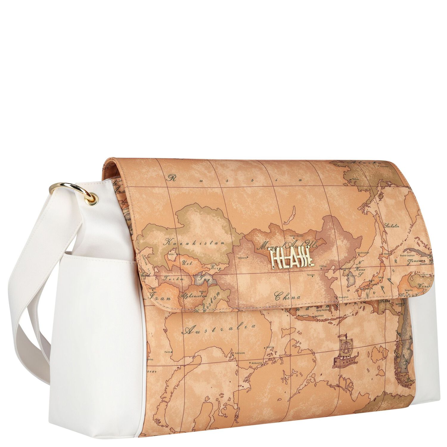 Beige & White Geo Map Baby Changing Bag, 2, hi-res image number null