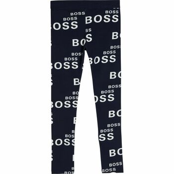 Girls Navy Logo Leggings