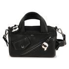 Girls Black Faux Leather Handbag, 1, hi-res
