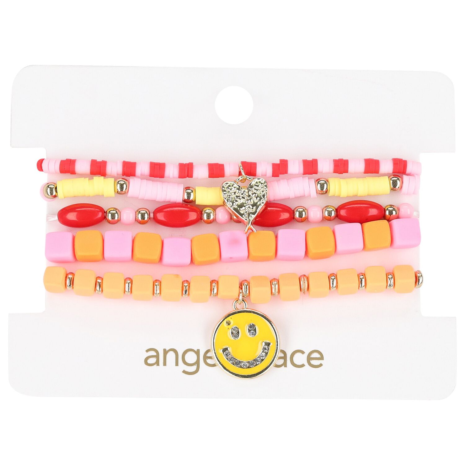 Girls Pink, Orange & Red Bracelets ( 5-Pack ), 1, hi-res