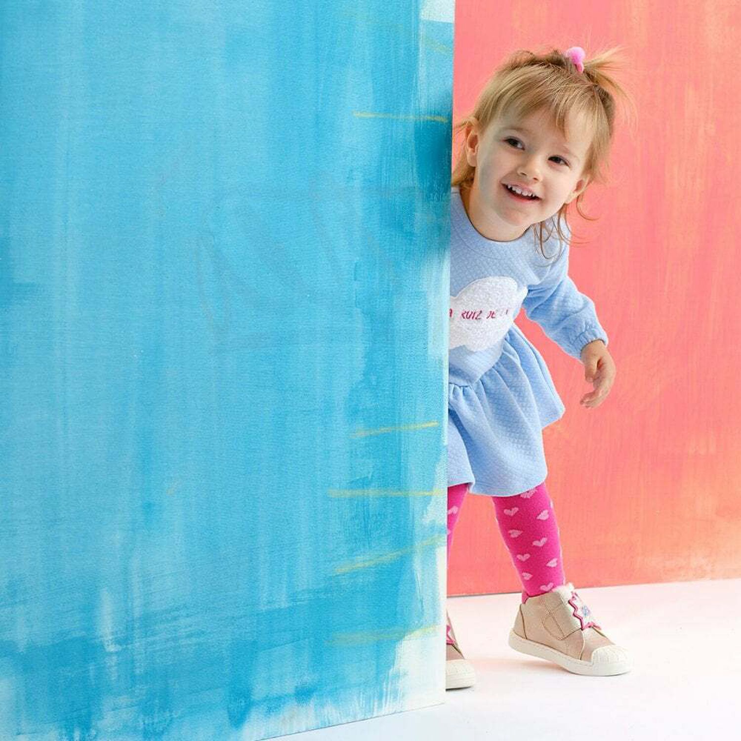 فستان بالشعار باللون الازرق, 1, hi-res