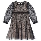 Girls Black Dappled Sequin Embellished Dress, 2, hi-res