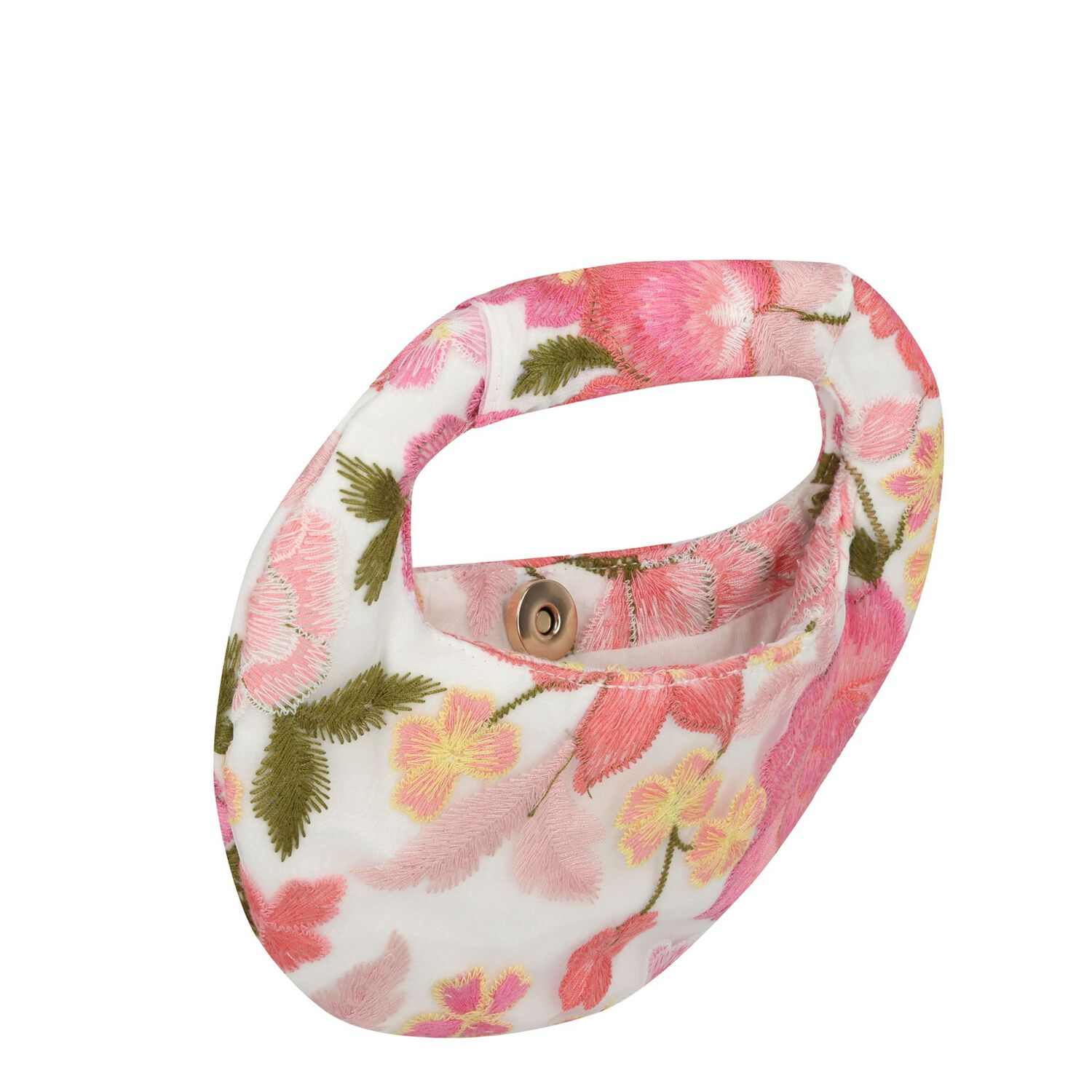 Girls White & Pink Embroidered Floral Handbag, 1, hi-res