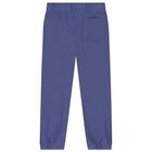 Boys Blue Cotton Jersey Joggers, 1, hi-res