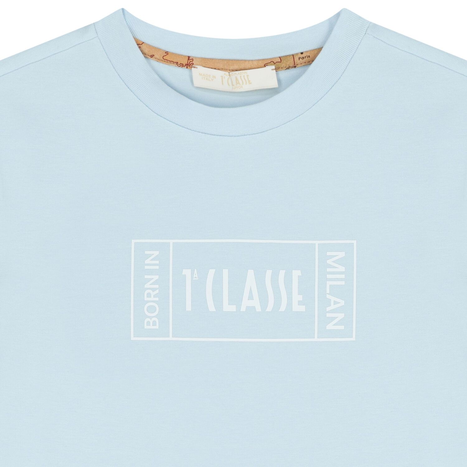 تيشيرت باللون أزرق بشعار للأولاد, 1, hi-res