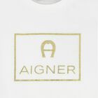 Younger Boys White & Gold Logo T-Shirt, 1, hi-res