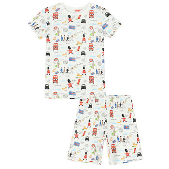 Boys White Graphic Pyjama