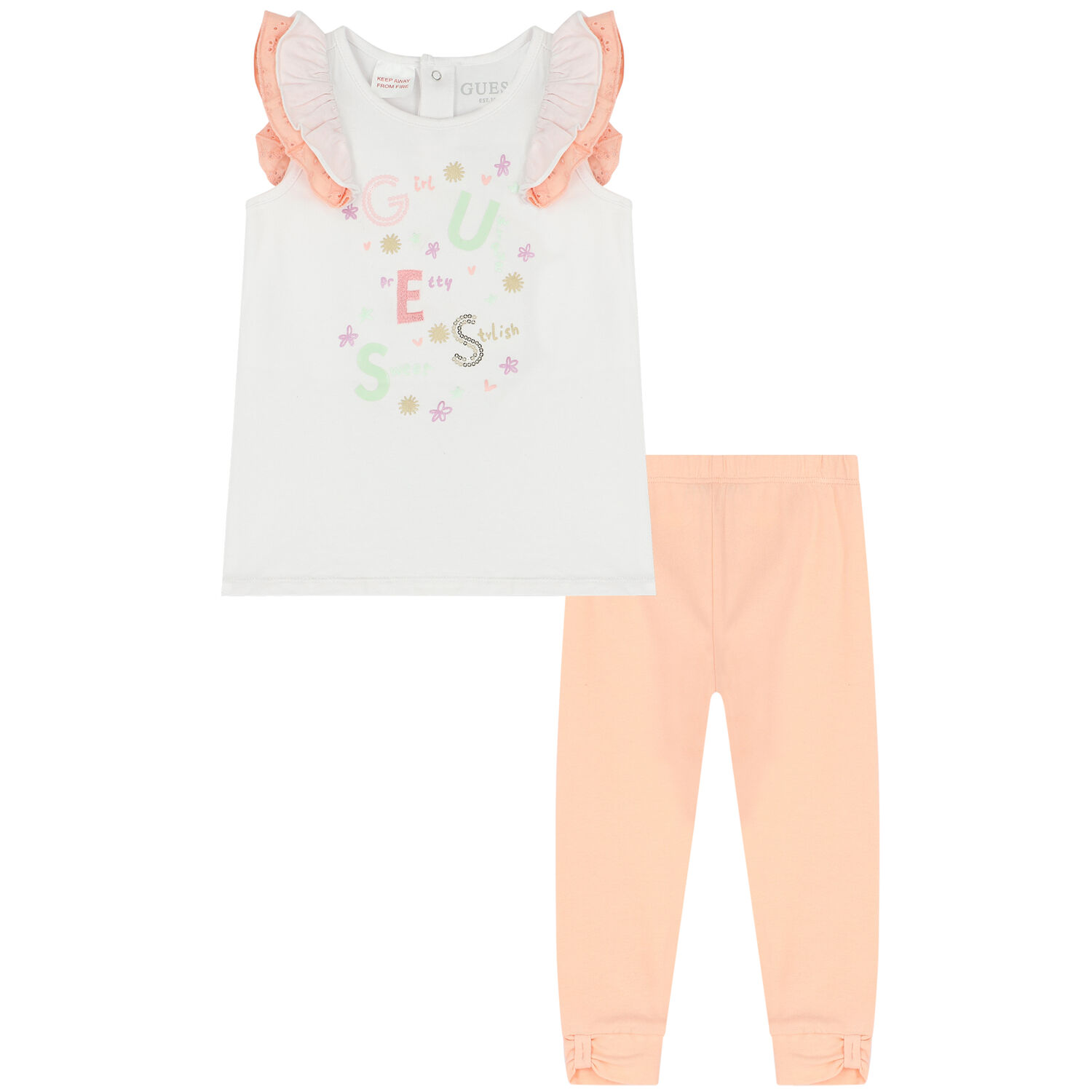 Baby Girls White & Pink Logo Leggings Set, 1, hi-res