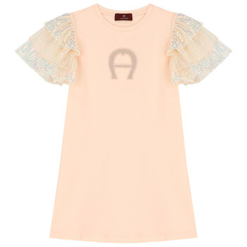 Girls Pink Sequin Logo Dress