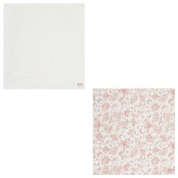 لفائف قماش موسلين باللونين الوردي و الابيض بنقشة تويل دو جوي للفتيات الصغيرات (عبوة من قطعتين)