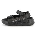 Boys Black Logo Sandals, 1, hi-res