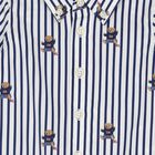 Baby Boys White & Blue Polo Bear Striped Romper, 1, hi-res
