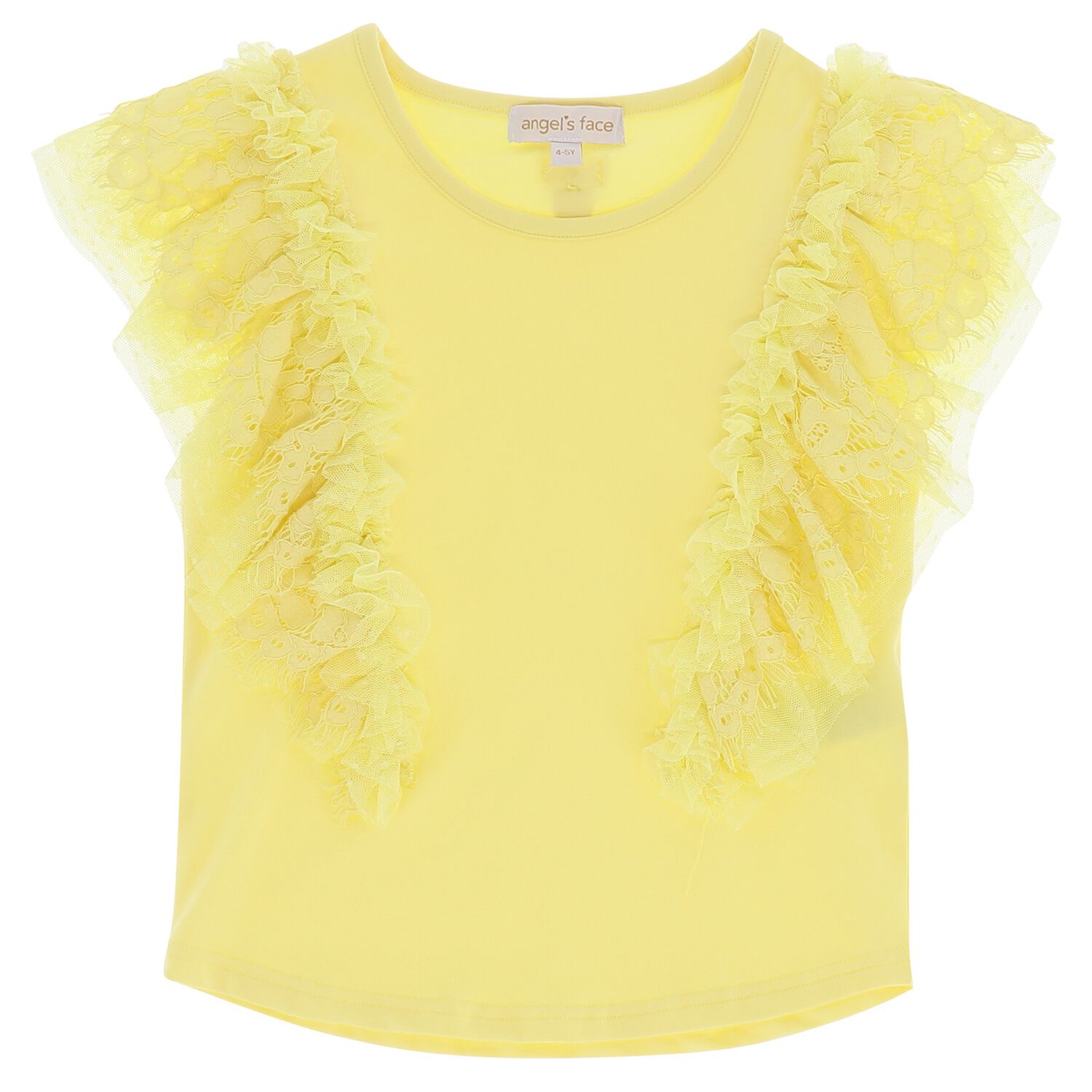 Girls Yellow Ruffled Top, 2, hi-res