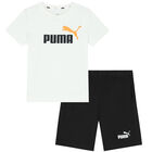 Boys White & Black Logo Shorts Set, 7, hi-res