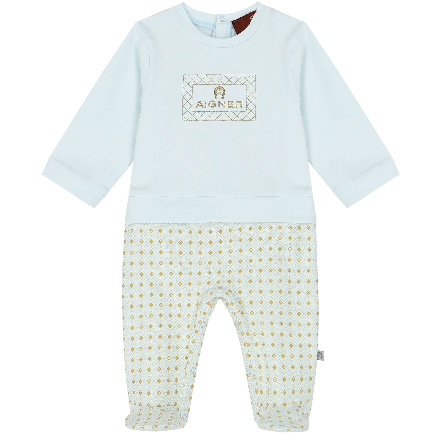 Boys Blue, Ivory & Gold Logo Babygrow Set, 1, hi-res image number null