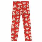 Girls Red Floral Leggings, 1, hi-res