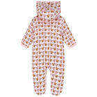 Baby Girls Pink Bear Logo Padded Babygrow, 1, hi-res
