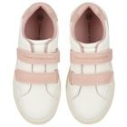 Girls White & Pink Logo Trainers, 1, hi-res