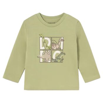 Younger Boys Green Dinosaur Long Sleeve Top