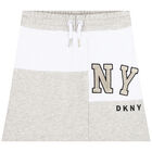 Girls Grey & White Logo Skirt, 1, hi-res