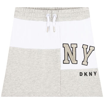 Girls Grey & White Logo Skirt