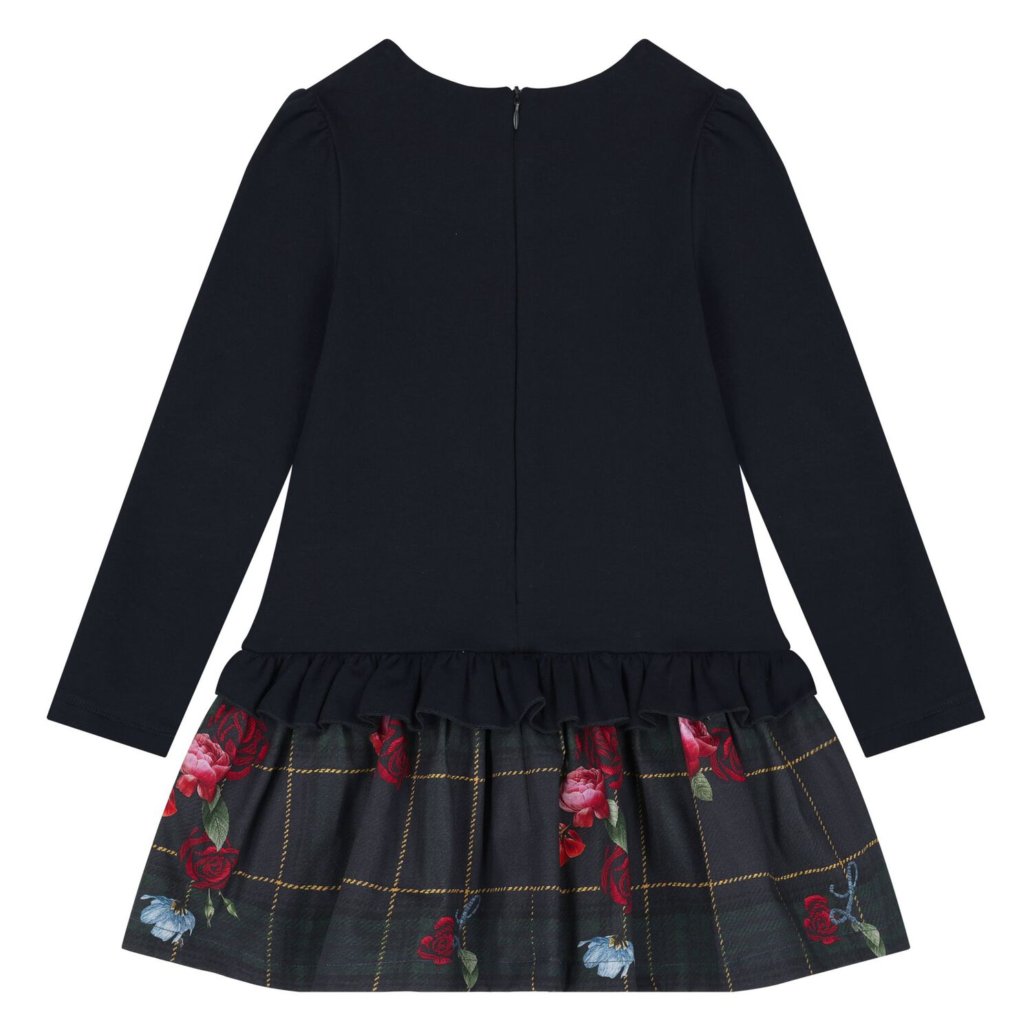 Girls Navy Blue Teddy Bear Dress, 1, hi-res image number null