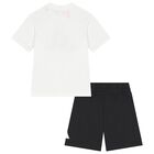 White & Black Logo Shorts Set, 1, hi-res