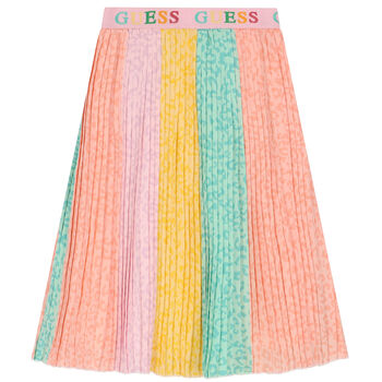 Girls Multi-Colored Logo Pleated Skirt