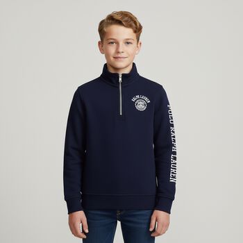 Boys Navy Blue Logo Sweatshirt, 1 Boys Navy Blue Logo Sweatshirt