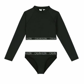 Girls Black Long Sleeve Bikini Set