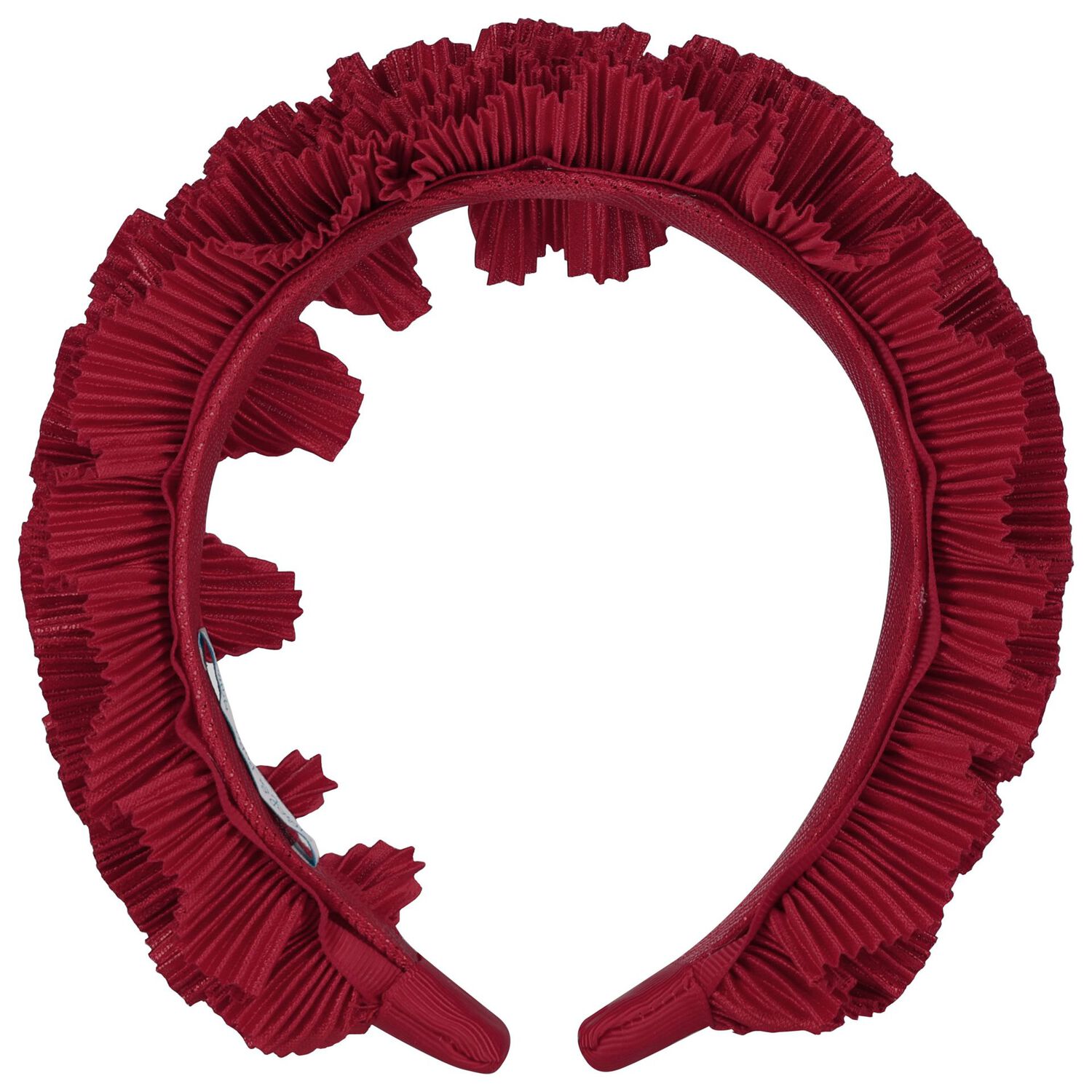 Girls Red Pleated Ruffled Headband, 1, hi-res