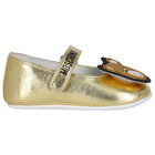 حذاء بنات ما قبل المشى بشعار تيدى باللون الذهبى, 1, hi-res