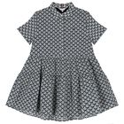 Girls Navy Blue & Ivory Logo Dress, 1, hi-res