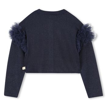 Girls Navy Blue Knitted Cardigan, 1 Girls Navy Blue Knitted Cardigan