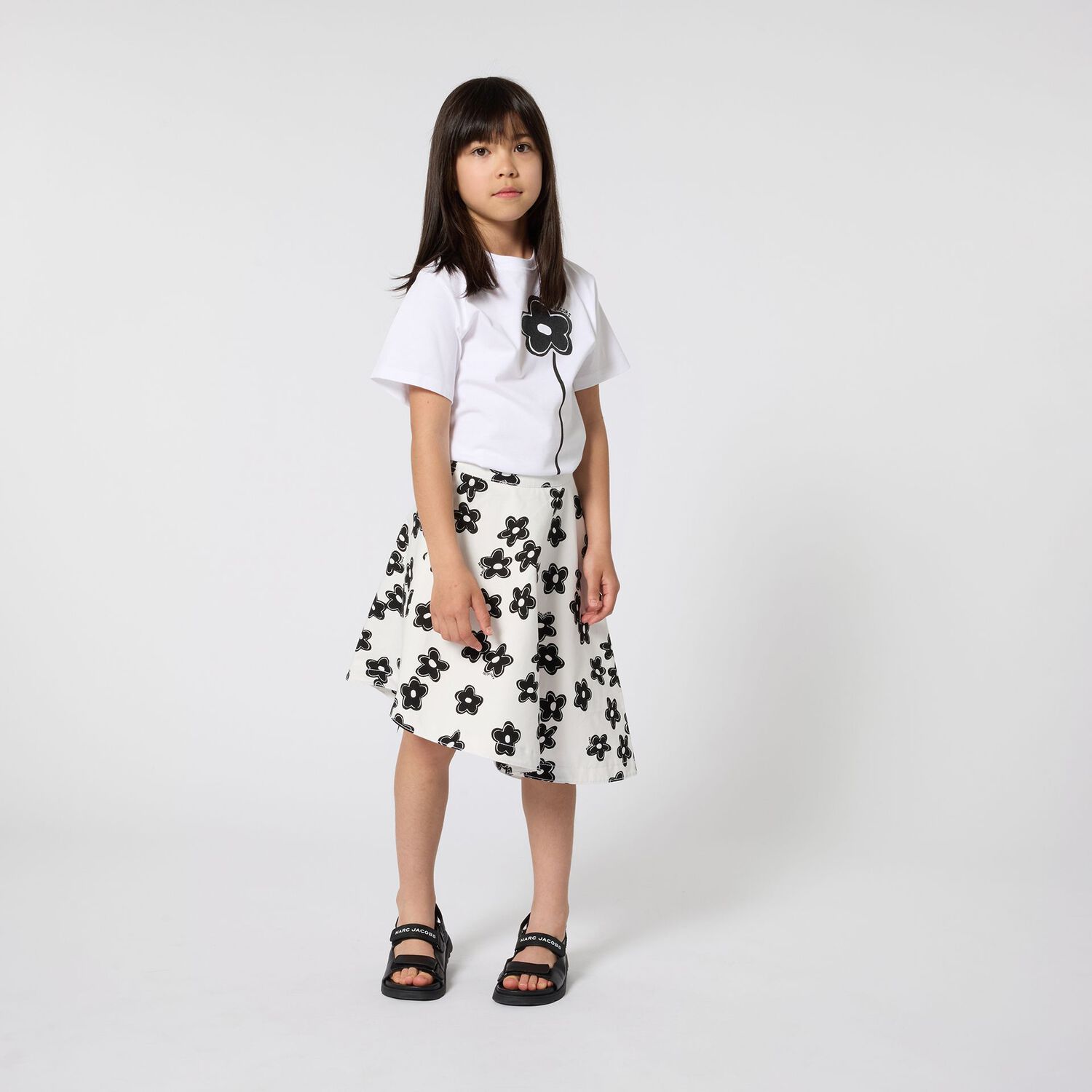 Girls White Logo Flower T-Shirt, 1, hi-res