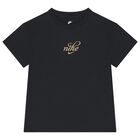Girls Black Logo T-Shirt, 1, hi-res